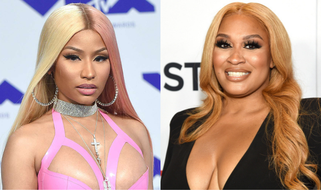 Side-by-side photo of two women with long blonde hair wearing elegant outfits, posing separately at red carpet events.