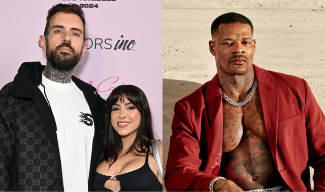 couple smiling together and other man staring